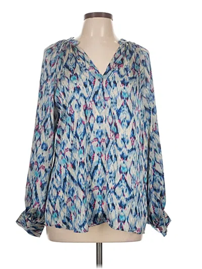 Pre-owned Hazel Long Sleeve Blouse In Blue