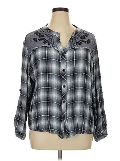 Pre-owned Hazel Long Sleeve Blouse In Gray
