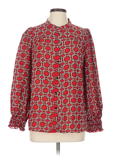 Pre-owned Hazel Long Sleeve Blouse In Red