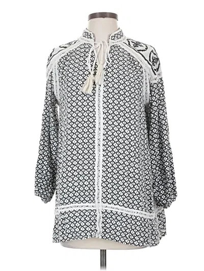 Pre-owned Hazel Long Sleeve Blouse In Silver