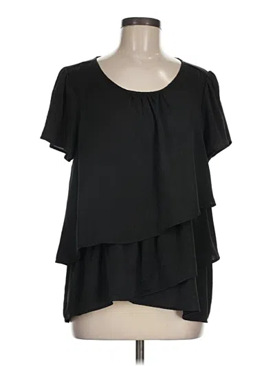 Pre-owned Hazel Short Sleeve Blouse In Black