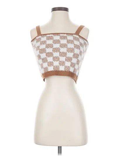 Pre-owned Hazel Sleeveless Top Brown Square Neckline Tops