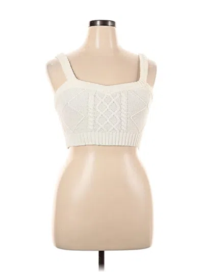 Pre-owned Hazel Sleeveless Top Ivory Square Neckline Tops In White