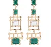Hazel Smyth Bamboo Chandelier With Emeralds Earring In Green/gold