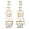 Hazel Smyth Bamboo Chandelier With Rock Crystal Earring In White/gold