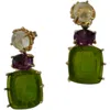 Hazel Smyth Women's Bacchus Intaglio Earrings In Klecks, Prehinite, Amethyst And Green