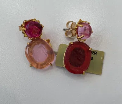 Hazel Smyth Women's Small Kleck Intaglio Earrings In Pink Corundum Cab & Rubelite