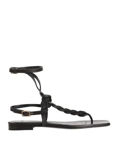 Hazy Woman Toe Strap Sandals Black Size 7 Soft Leather
