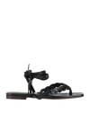 Hazy Woman Toe Strap Sandals Black Size 6 Soft Leather In Black