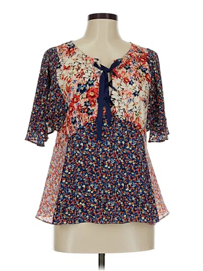 Pre-owned Hd In Paris 3/4 Sleeve Blouse In Blue