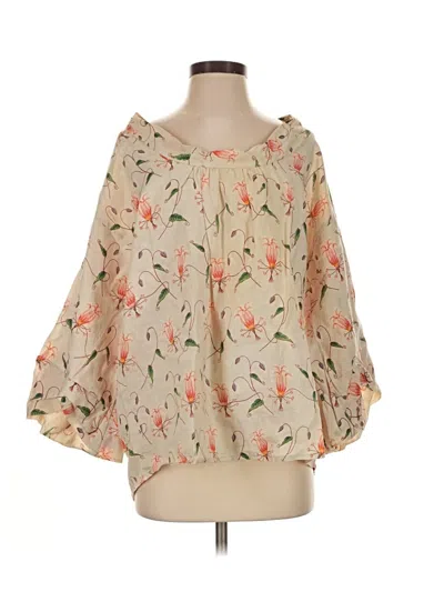 Pre-owned Hd In Paris 3/4 Sleeve Blouse In Tan