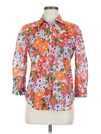 Pre-owned Hd In Paris 3/4 Sleeve Button Down Shirt In Orange