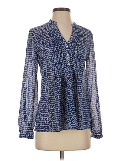 Pre-owned Hd In Paris Long Sleeve Blouse In Blue