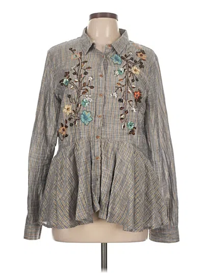 Pre-owned Hd In Paris Long Sleeve Blouse In Gray
