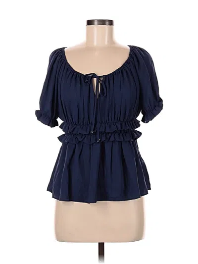 Pre-owned Hd In Paris Short Sleeve Blouse In Blue