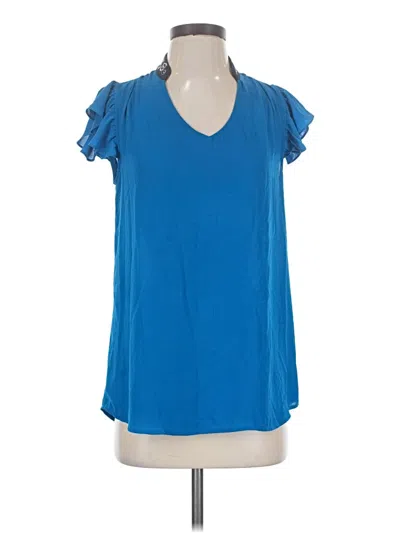 Pre-owned Hd In Paris Short Sleeve Blouse In Blue