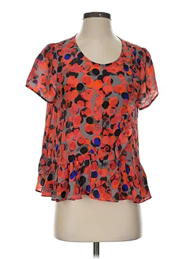 Pre-owned Hd In Paris Short Sleeve Silk Top Orange Sweetheart Neckline Tops