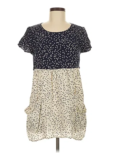 Pre-owned Hd In Paris Short Sleeve Top Ivory Square Neckline Tops In White