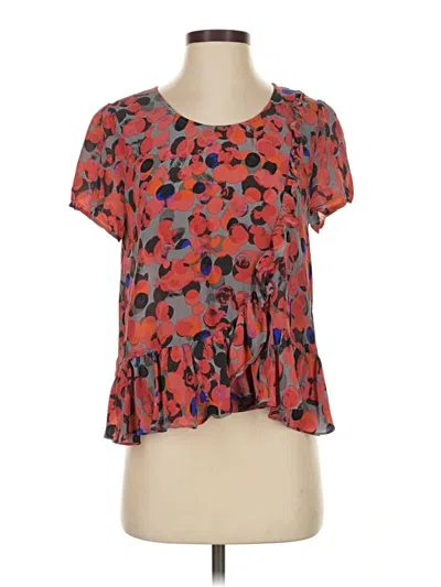 Pre-owned Hd In Paris Short Sleeve Top Red Sweetheart Neckline Tops