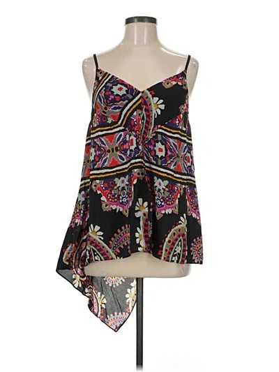 Pre-owned Hd In Paris Sleeveless Silk Top Black Halter Neckline Tops