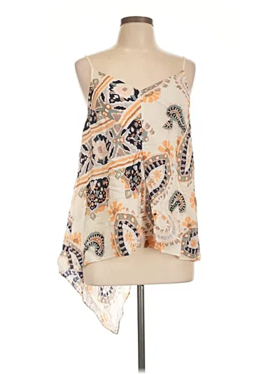 Pre-owned Hd In Paris Sleeveless Silk Top Tan One Shoulder Neckline Tops
