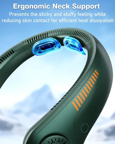 Hdfan Portable Neck Fan - 600mah Rechargeable Personal Fan With Neck Support, 5-speed Quiet Lightweight Lo In Green