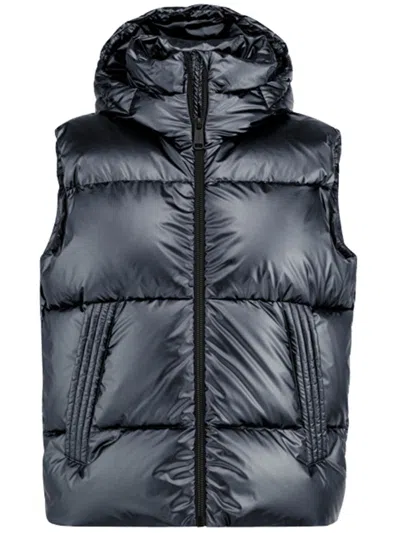 Head Black Daisy High-shine Quilted Puffer Vest In Blue