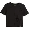 Head Of State Gender Inclusive Diamond Front Cutout T-shirt In Black