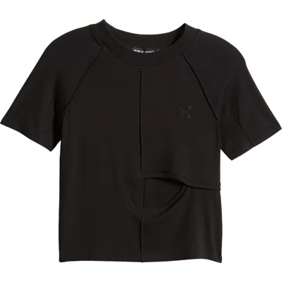 Head Of State Gender Inclusive Diamond Front Cutout T-shirt In Black