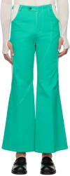 Head Of State Green & White Ojo Trousers In Green