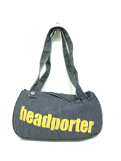 Pre-owned Head Porter X Porter Head Porter Plus Tote Bag Hickory Denim Spell Out In Hickory Stripe