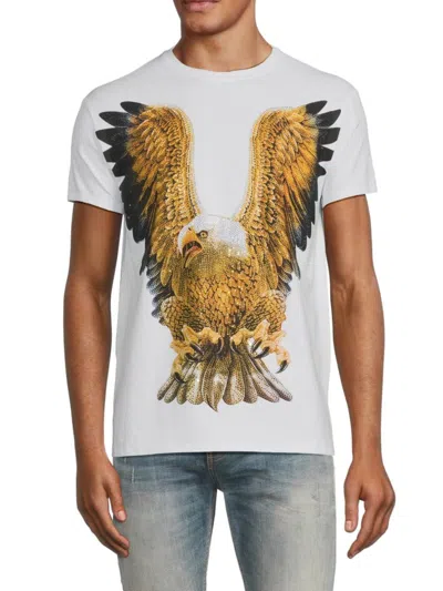 Heads Or Tails Men's Eagle Graphic Embellished Tee In White