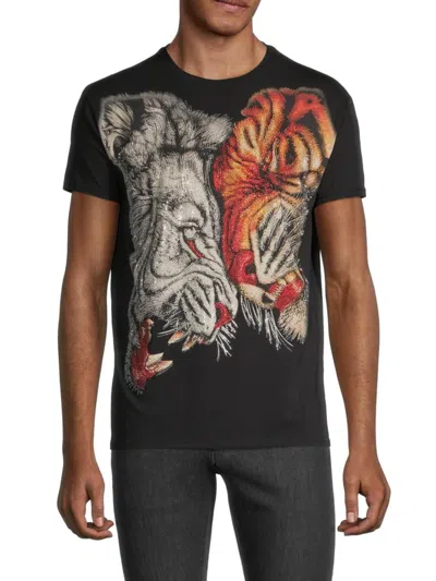Heads Or Tails Men's Embellished Graphic T-shirt In Black