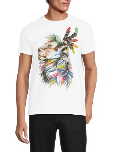 Heads Or Tails Men's Embellished Logo Tee In White