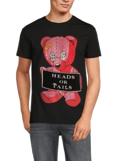 Heads Or Tails Men's Embellished Tee In Black