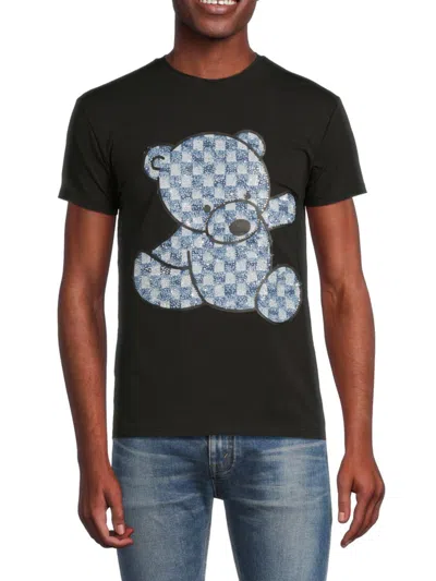 Heads Or Tails Men's Rhinestone Bear Graphic Tee In Black