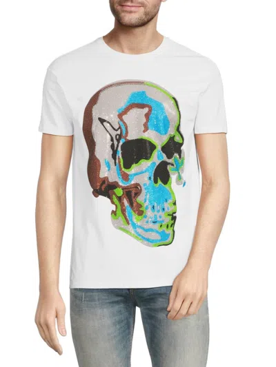 Heads Or Tails Men's Skull Embellished Tee In White