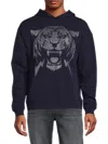 Heads Or Tails Men's Tiger Embellished Hoodie In Navy