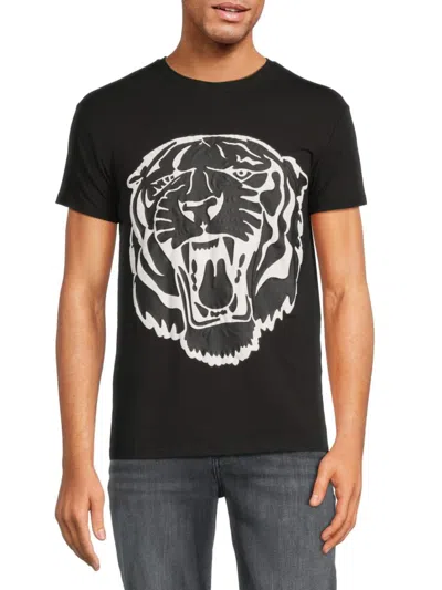 Heads Or Tails Men's Tiger Graphic Tee In Black