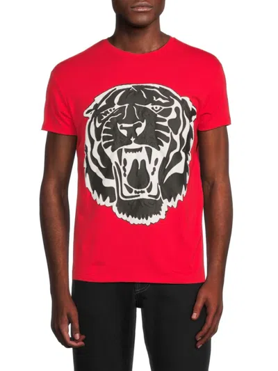 Heads Or Tails Men's Tiger Graphic Tee In Red