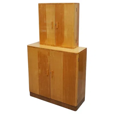 Pre-owned Heal's Art Deco  Of London Satin Birch Cocktail Cabinet In Brown