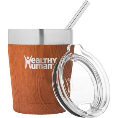 Healthy Human Stainless Steel Tumbler With Straw, 12 oz Natural Wood In Brown