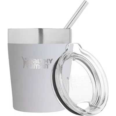 Healthy Human Stainless Steel Tumbler With Straw, 12 oz Pure White