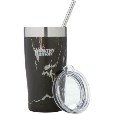 Healthy Human Stainless Steel Tumbler With Straw & Lid, 20 oz Black Onyx