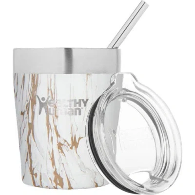 Healthy Human Stainless Steel Tumbler With Straw In White