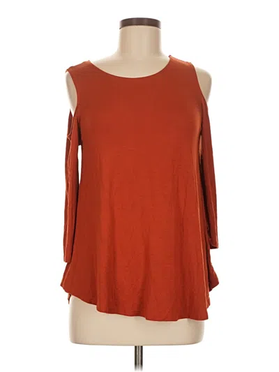 Pre-owned Heart & Hips 3/4 Sleeve Top Orange Cold Shoulder Neckline Tops