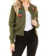 Heart & Hips Bomber Patch Jacket In Olive Green