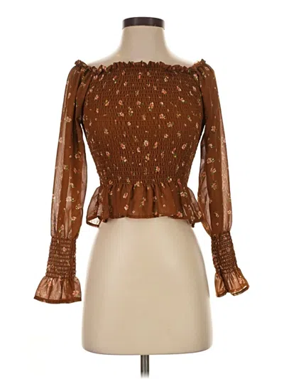 Pre-owned Heart & Hips Long Sleeve Blouse In Brown