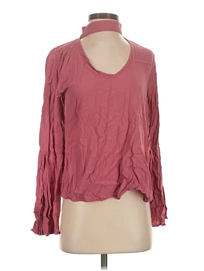 Pre-owned Heart & Hips Long Sleeve Blouse In Burgundy