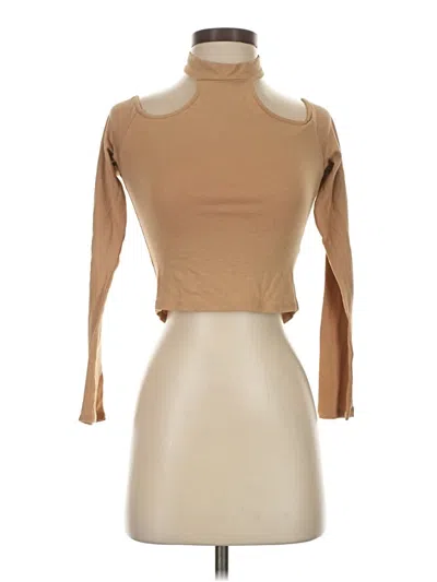 Pre-owned Heart & Hips Long Sleeve Top Tan Turtleneck Tops